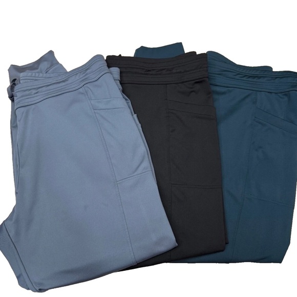 32 Degrees Pants - 32 Degrees Heat Black Basic Joggers Set of 3 Deep Peacock, Grisalle, Black -2X